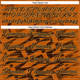 Custom Texas Orange Brown-Old Gold 3D Pattern Tribal Indigenous Gradient Geometric Splash Hockey Lace Neck Jersey