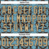 Custom Blue Vegas Gold Burgundy-Brown 3D Pattern Tribal Indigenous Grunge Splash Hockey Lace Neck Jersey