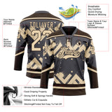 Custom Steel Gray City Cream-Brown 3D Pattern Tribal Indigenous Grunge Geometric Splash Hockey Lace Neck Jersey