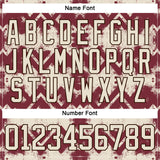 Custom Burgundy Cream-Brown 3D Pattern Tribal Indigenous Grunge Geometric Splash Hockey Lace Neck Jersey