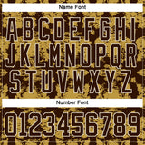 Custom Brown Old Gold-Cream 3D Pattern Tribal Indigenous Grunge Splash Hockey Lace Neck Jersey