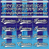 Custom White Blue Gold-Black 3D Pattern Abstract Buffalo Inspired Stripe Hockey Lace Neck Jersey