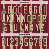 Custom Crimson Vegas Gold-Black 3D Pattern Abstract Arizona Inspired Stripe Hockey Lace Neck Jersey