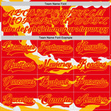 Custom Fire Red Gold-White 3D Pattern Abstract Calgary Inspired Flame Hockey Lace Neck Jersey