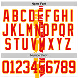 Custom White Fire Red-Gold 3D Pattern Abstract Calgary Inspired Grunge Stripe Hockey Lace Neck Jersey
