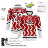 Custom Red White-Black 3D Pattern Abstract Chicago Inspired Zigzag Hockey Lace Neck Jersey