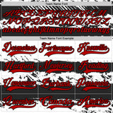 Custom White Red-Black 3D Pattern Abstract Detroit Inspired Line Hockey Lace Neck Jersey