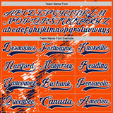 Custom Orange Navy-White 3D Pattern Abstract Edmonton Inspired Splash Hockey Lace Neck Jersey