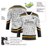 Custom White Black-Gold 3D Pattern Foodie Fast Food Hockey Lace Neck Jersey