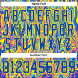 Custom Yellow Thunder Blue Pink-Light Yellow 3D Pattern Trippy Psychedelic Fluid Hockey Lace Neck Jersey