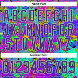 Custom Purple Pea Green-Black 3D Pattern Trippy Psychedelic Magic Mushrooms Hockey Lace Neck Jersey