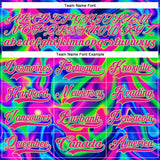 Custom Black Hot Pink-Pea Green 3D Pattern Trippy Psychedelic Neon Trendy Holographic Vaporwave Style Hockey Lace Neck Jersey