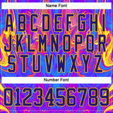 Custom Dark Purple Red-Yellow 3D Pattern Trippy Psychedelic Fluid Hockey Lace Neck Jersey