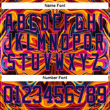 Custom Navy Yellow-Deep Pink 3D Pattern Trippy Psychedelic Fluid Hockey Lace Neck Jersey