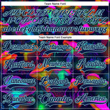 Custom Navy Ice Blue Yellow-Pink 3D Pattern Trippy Psychedelic Magic Mushrooms Hockey Lace Neck Jersey