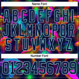 Custom Navy Ice Blue Yellow-Pink 3D Pattern Trippy Psychedelic Magic Mushrooms Hockey Lace Neck Jersey