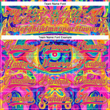 Custom Hot Pink Neon Green Yellow-Blue 3D Pattern Trippy Psychedelic Neon Hockey Lace Neck Jersey