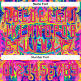 Custom Hot Pink Neon Green Yellow-Blue 3D Pattern Trippy Psychedelic Neon Hockey Lace Neck Jersey