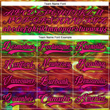 Custom Black Hot Pink Yellow-Green 3D Pattern Trippy Psychedelic Hockey Lace Neck Jersey