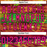 Custom Black Hot Pink Yellow-Green 3D Pattern Trippy Psychedelic Hockey Lace Neck Jersey