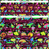 Custom Black Hot Pink 3D Pattern Trippy Psychedelic Magic Mushrooms Hockey Lace Neck Jersey