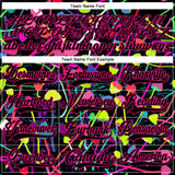 Custom Black Hot Pink 3D Pattern Trippy Psychedelic Magic Mushrooms Hockey Lace Neck Jersey