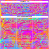 Custom Deep Pink Pea Green Purple-Orange 3D Pattern Trippy Psychedelic Neon Hockey Lace Neck Jersey