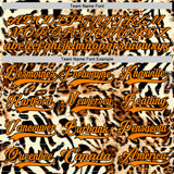 Custom Cream Bay Orange-Black 3D Pattern Leopard Print Neon Hockey Lace Neck Jersey