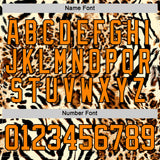 Custom Cream Bay Orange-Black 3D Pattern Leopard Print Neon Hockey Lace Neck Jersey