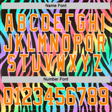 Custom Black Bay Orange Purple Pink Green-White 3D Pattern Zebra Print Neon Hockey Lace Neck Jersey
