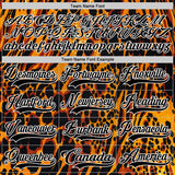 Custom Orange Black-White 3D Pattern Leopard Print Hockey Lace Neck Jersey
