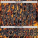 Custom Orange Black-White 3D Pattern Leopard Print Hockey Lace Neck Jersey