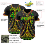 Custom Black Grass Green Gold-Red 3D Pattern Design Black History Month Africa Tribal Authentic Baseball Jersey
