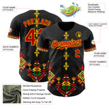 Custom Black Red Gold-Green 3D Pattern Design Black History Month Africa Tribal Authentic Baseball Jersey
