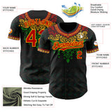 Custom Black Red Gold-Green 3D Pattern Design Black History Month Africa Tribal Authentic Baseball Jersey