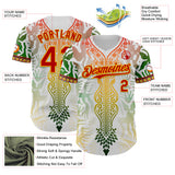 Custom White Red Green-Gold 3D Pattern Design Black History Month Africa Tribal Authentic Baseball Jersey