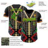 Custom Black Grass Green Red-Gold 3D Pattern Design Black History Month Africa Tribal Authentic Baseball Jersey