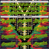 Custom Black Grass Green Red-Gold 3D Pattern Design Black History Month Africa Tribal Authentic Baseball Jersey
