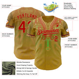 Custom Old Gold Red-Green 3D Pattern Design Black History Month Africa Tribal Authentic Baseball Jersey