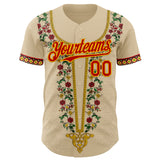 Custom City Cream Red Gold-Green 3D Pattern Design Black History Month Africa Tribal Authentic Baseball Jersey