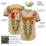 Custom City Cream Red Gold-Green 3D Pattern Design Black History Month Africa Tribal Authentic Baseball Jersey