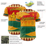 Custom Yellow Gold Red Green-Black 3D Pattern Design Black History Month Africa Tribal Authentic Baseball Jersey