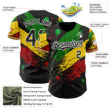 Custom Black Green Yellow Red-White 3D Pattern Design Black History Month Africa Tribal Authentic Baseball Jersey