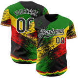 Custom Black Green Yellow Red-White 3D Pattern Design Black History Month Africa Tribal Authentic Baseball Jersey