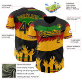 Custom Black Green Red-Gold 3D Pattern Design Black History Month Africa Tribal Authentic Baseball Jersey