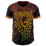 Custom Brown Black Red-Gold 3D Pattern Design Black History Month Africa Tribal Authentic Baseball Jersey