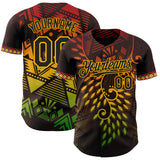 Custom Brown Black Red-Gold 3D Pattern Design Black History Month Africa Tribal Authentic Baseball Jersey