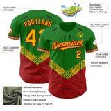 Custom Grass Green Gold Red-Black 3D Pattern Design Black History Month Africa Tribal Authentic Baseball Jersey