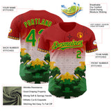 Custom Red Grass Green Gold-Black 3D Pattern Design Black History Month Africa Tribal Authentic Baseball Jersey