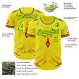 Custom Light Yellow Grass Green Red-Black 3D Pattern Design Black History Month Africa Tribal Authentic Baseball Jersey